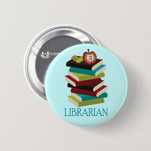Niedliches Buch-Stapel-Bibliothekar-Geschenk Button (Vorne & Hinten)