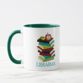 Niedliches Buch-Stapel-Bibliothekar-Geschenk Tasse (Links)