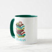 Niedliches Buch-Stapel-Bibliothekar-Geschenk Tasse (Vorderseite Links)
