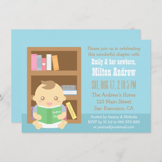 Niedliches Buch Themed, Einladung (Vorne/Hinten)