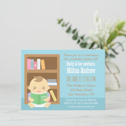 Niedliches Buch Themed, Einladung (Stehend Vorderseite)