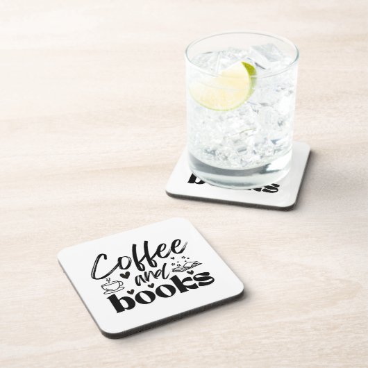 Niedliches Buch und Kaffeeliebhaber Personalisiert Getränkeuntersetzer (Rechte Seite)