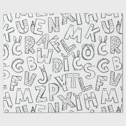 niedliches Buchstabenmuster Geschenkpapier (Flach)