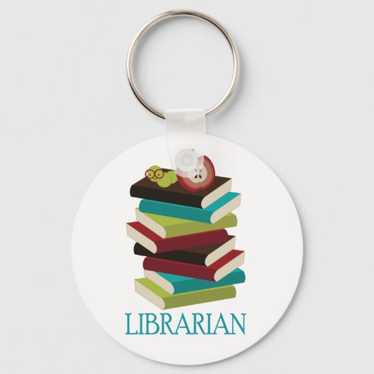 Niedliches Buchstapel-Librarian-Geschenk Schlüsselanhänger (Vorderseite)