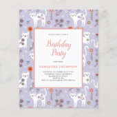 Niedliches Budget Geburtstag Katzen Muster Einladu (Vorderseite)