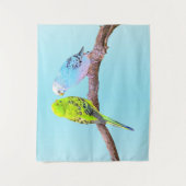 Niedliches Budgethaus in grün und blau Wandteppich (Vorderseite)