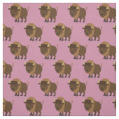 Niedliches Buffalo Bison Cartoon Kinder Rosa Stoff (Muster)