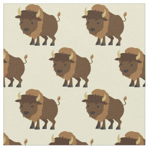 Niedliches Buffalo Bison Cartoon Kinder Stoff