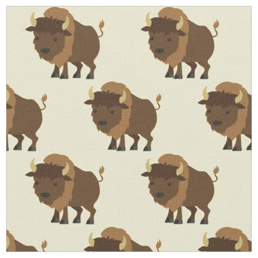 Niedliches Buffalo Bison Cartoon Kinder Stoff (Nahaufnahme)