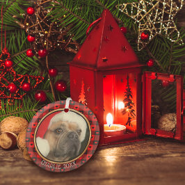 Niedliches Buffalo Kariert Hearts Custom Dog Weihn Ornament Aus Glas