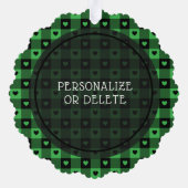 Niedliches Buffalo Kariert Hearts Custom Dog Weihn Ornament Karte (Rückseite)