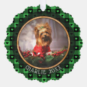 Niedliches Buffalo Kariert Hearts Custom Dog Weihn Ornament Karte (Vorderseite)