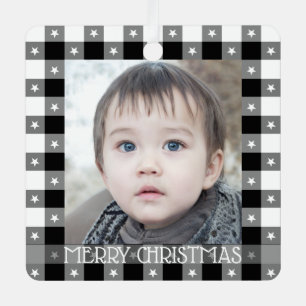 Niedliches Buffalo Kariert mit Sternen Individuell Ornament Aus Metall