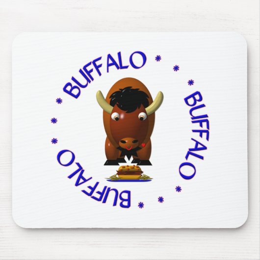 Niedliches Buffalo mit Weck und Buffalo Flügeln Mousepad (Vorne)