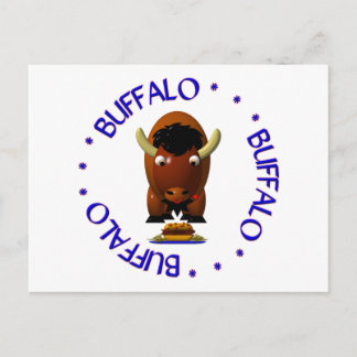 Niedliches Buffalo mit Weck und Buffalo Flügeln Postkarte
