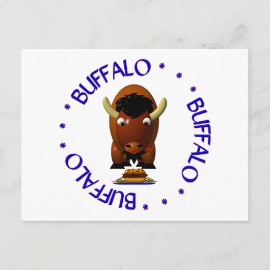 Niedliches Buffalo mit Weck und Buffalo Flügeln Postkarte (Vorderseite)