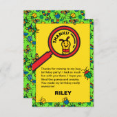 Niedliches Bug- und Insekt-Kindergeburtstag-Party Dankeskarte (Vorne/Hinten)