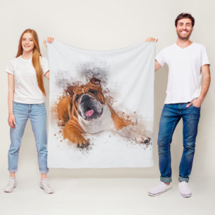 Niedliches Bulldog Watercolor Funny Bulldog Lover  Fleecedecke
