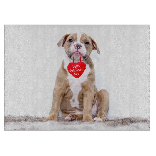 Niedliches Bulldog Welpe Valentine Tagesschneider Schneidebrett (Vorderseite)