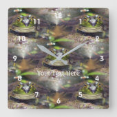 Niedliches Bullfrog-Gesichtsmuster Quadratische Wanduhr (Vorderseite)