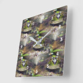 Niedliches Bullfrog-Gesichtsmuster Quadratische Wanduhr (Winkel)
