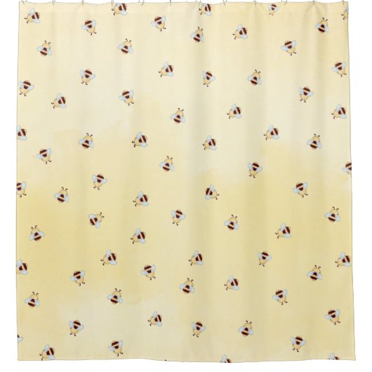 Niedliches Bumble-Muster gelb Duschvorhang (Vorderseite)