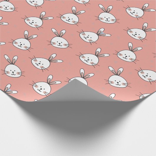 Niedliches Bunnies-Muster in Rosa Geschenkpapier (Ecke)