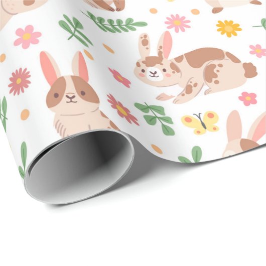 Niedliches Bunnies Musterpapier Geschenkpapier (Rolleneckpunkt)