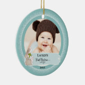 Niedliches Bunny Baby Foto Erste Weihnachten Keramik Ornament (Rechts)