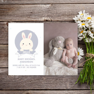 Niedliches Bunny Baby Foto Geburtsankündigung Magneteinladung