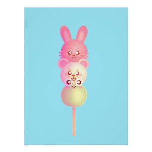 Niedliches Bunny, Bär und Frosch Dango Glosso Post Poster