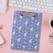 Niedliches Bunny & Bee Garden Muster Blue Monogram Klemmbrett