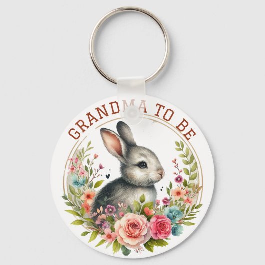 Niedliches Bunny Blossom Oma soll verkündet werden Schlüsselanhänger (Vorderseite)