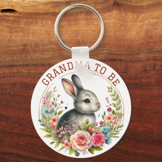 Niedliches Bunny Blossom Oma soll verkündet werden Schlüsselanhänger (Vorderseite)