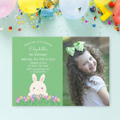 Niedliches Bunny & Blumen Sage Green Kindergeburts Einladung