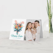 Niedliches Bunny Bouquet OsterFoto Feiertagskarte (Vorderseite)