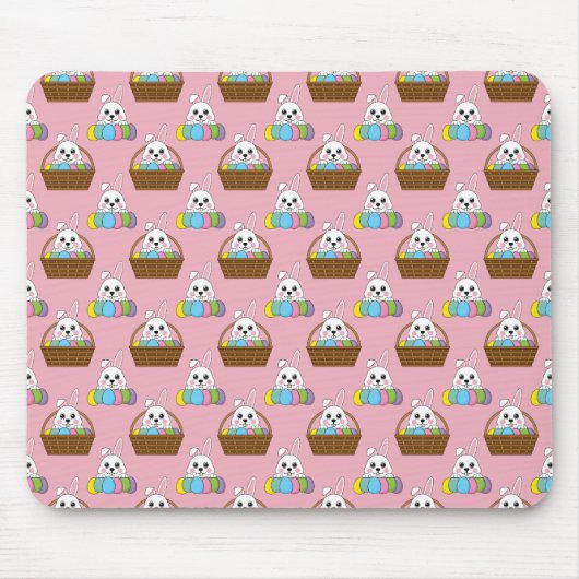 Niedliches Bunny Bunny Colorful Ostereier Hunt Bas Mousepad (Vorne)