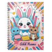 Niedliches Bunny & Cats Notebook - Name Notizblock (Vorderseite)