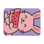 Niedliches Bunny Eating Watermelon Magnet (Horizontal)