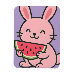 Niedliches Bunny Eating Watermelon Magnet