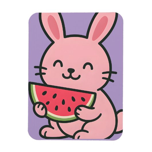 Niedliches Bunny Eating Watermelon Magnet (Vertikal)