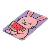 Niedliches Bunny Eating Watermelon Magnet (Linke Seite)
