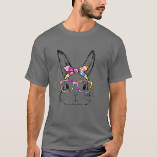 Niedliches Bunny Face Gefärbte Krawatte Brille Ost T-Shirt