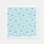 Niedliches Bunny Face Pattern auf Light Blue Serviette (Vorderseite)