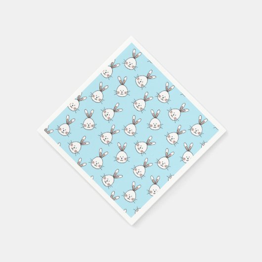 Niedliches Bunny Face Pattern auf Light Blue Serviette (Ecke)