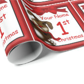 Niedliches Bunny First Christmas Custom Wrapper Geschenkpapier (Rolleneckpunkt)