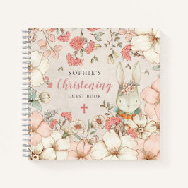 Niedliches Bunny Floral Christening Alternatives G Notizblock