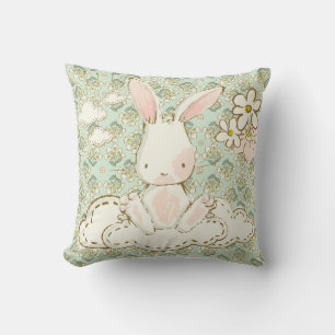 Niedliches Bunny Floral Green Boy Girl Sweet Kinde Kissen
