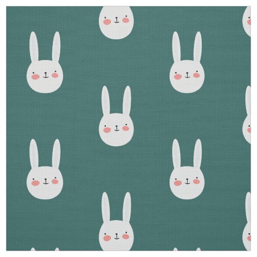 Niedliches Bunny Green Weißes Kaninchen Stoff (Muster)
