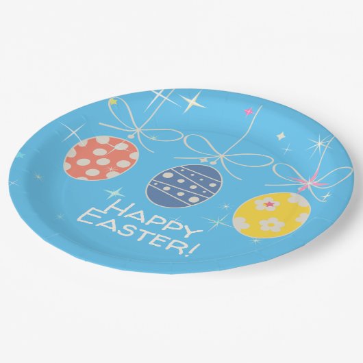 Niedliches Bunny Happy Ostereier Hunt Party Frühja Pappteller (Schrägansicht)